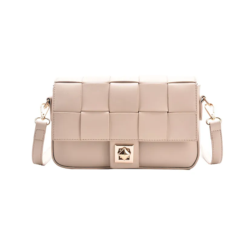 Small Fragrance Simple Fashion Woven Bag Western Style Casual Shoulder Bag - Khaki