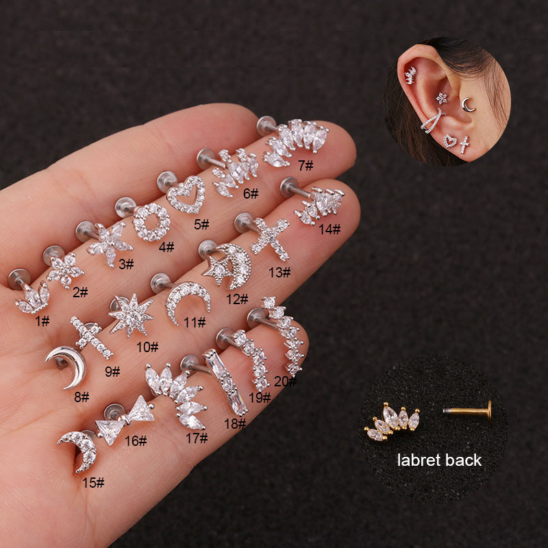 Creative Crown Earrings Stainless Steel Flat Ear Bone
