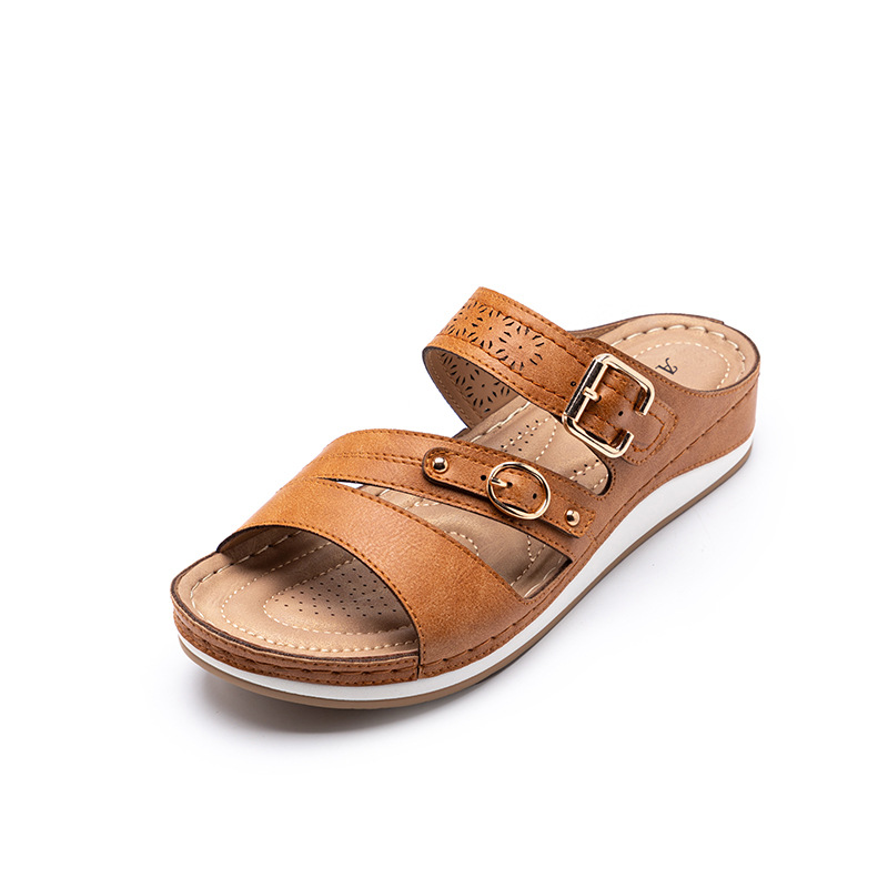 Metal Buckle Platform Sandals