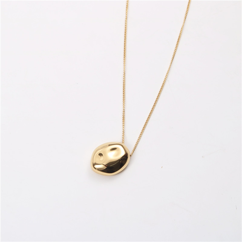 Sweater Chain European And American Ins Cold Wind Retro Goose Egg Irregular Big Gold Bean Titanium Steel Gold Necklace Clavicle Chain