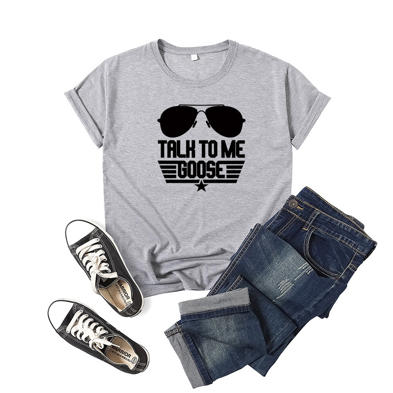 Title 5, Talk To Me Goose Letter Print T-Shirt à manches...