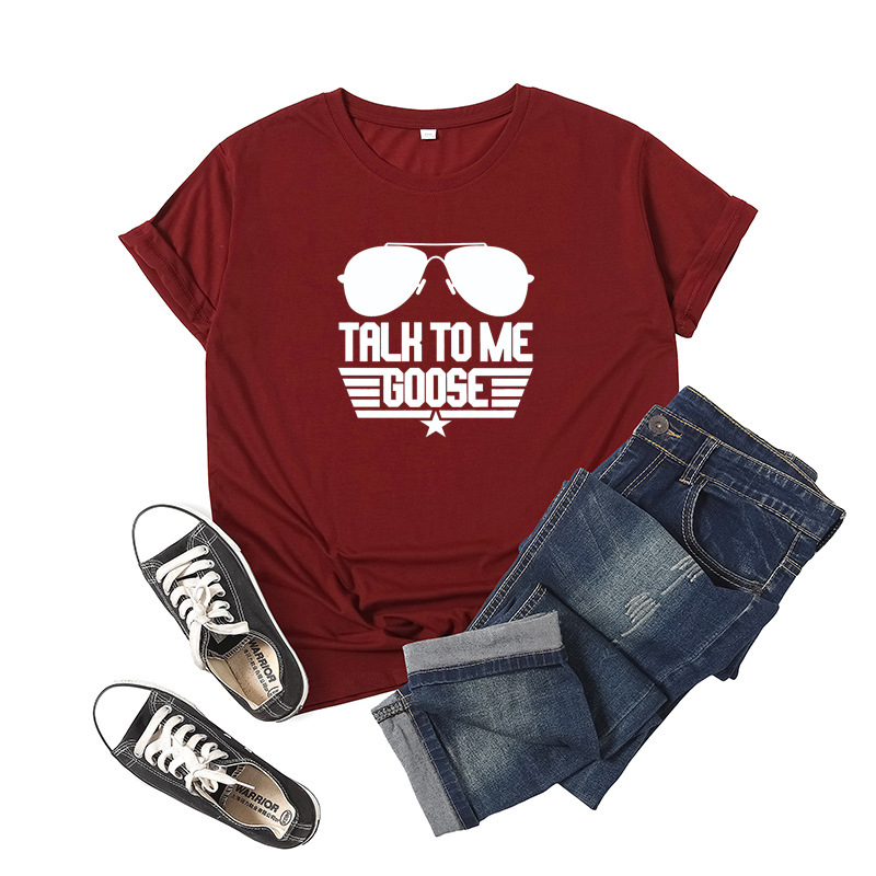 Title 15, Talk To Me Goose Letter Print T-Shirt à manches...