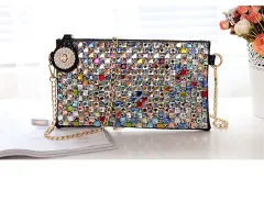 Rhinestone Clutch Bag Ladies Small Bag Fashion Diamond Dinner Envelope Bag With Diamond Shoulder Messenger Female Bag - Black - View 1