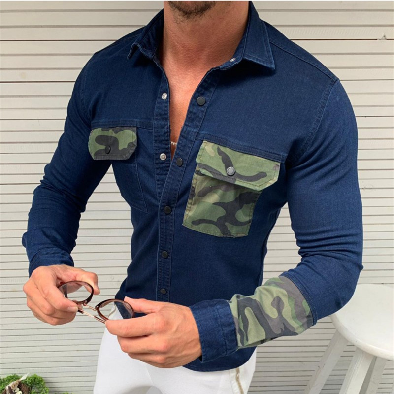 Title 2, European And American New Slim Camouflage Stitc...