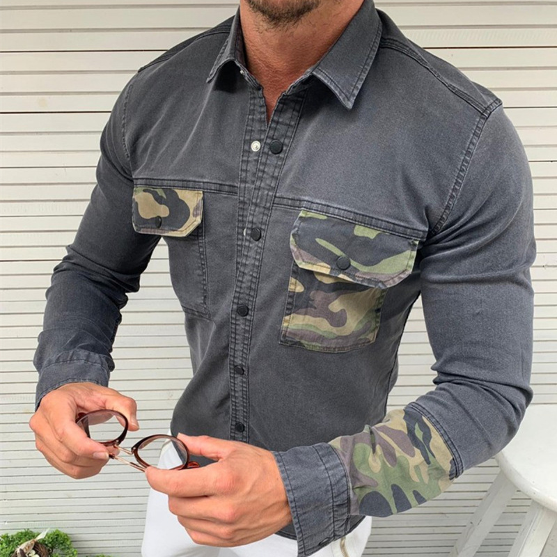 Title 4, European And American New Slim Camouflage Stitc...