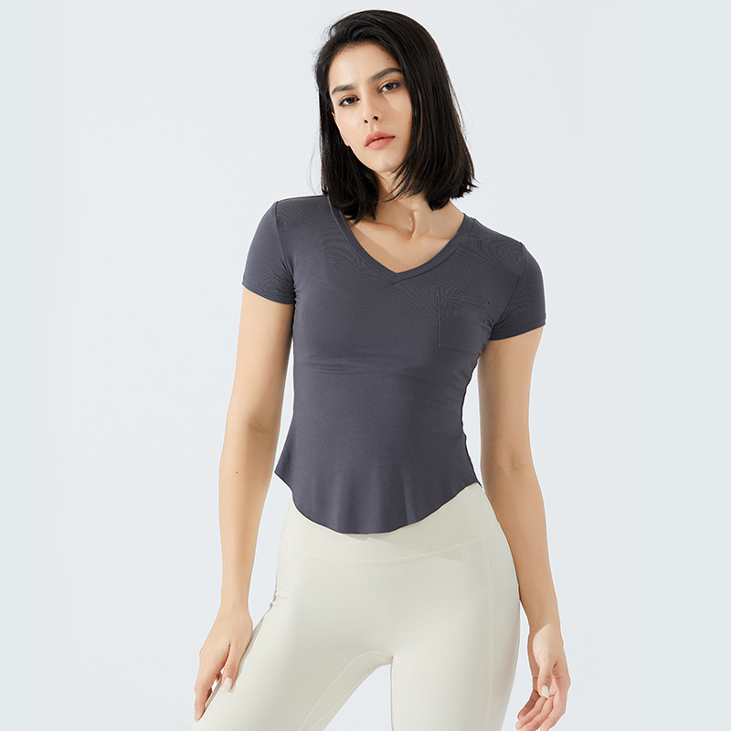 Title 2, Pocket V-Neck Slim Sports T-Shirt For Women