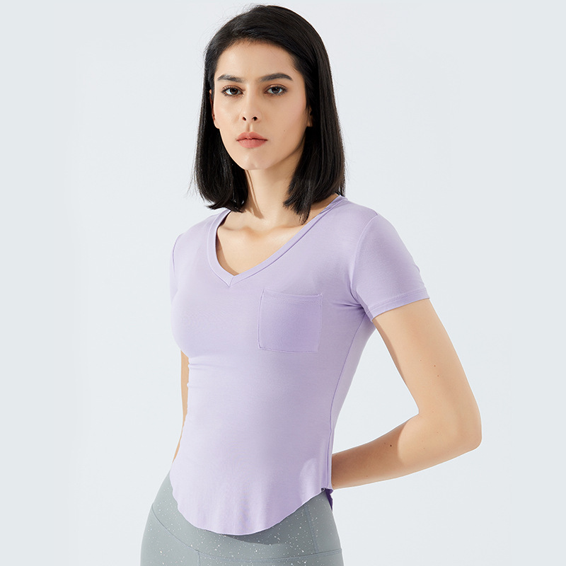 Title 4, Pocket V-Neck Slim Sports T-Shirt For Women