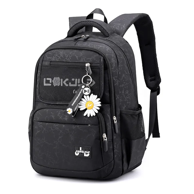 School Bag Female College Student Middle School Student Junior High School Student Backpack - Black