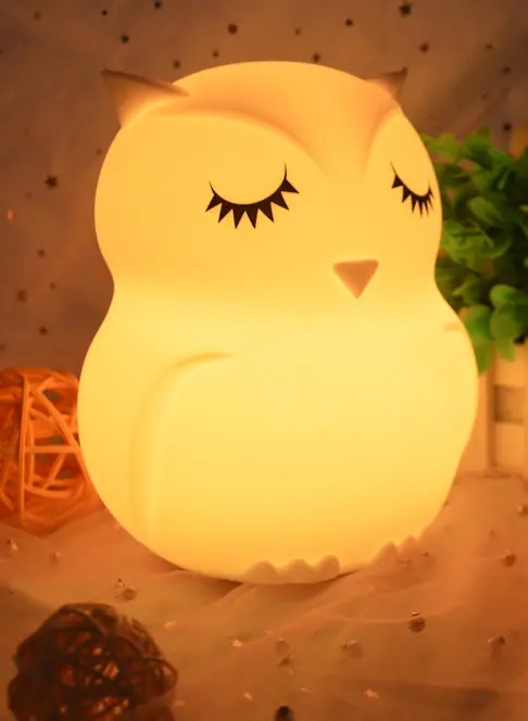 Cartoon Owl LED Night Light Touch Sensor 9 Colors Dimmable Silicone Bedside Lamp for Children Baby Christmas gift