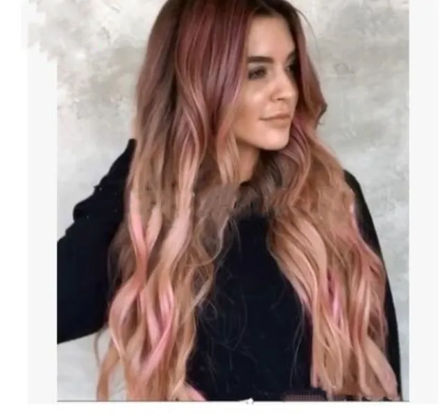 Brown Pink Big Wave Long Curly Hair Cross Border Women''s Wigs Cosplay Party Wigs - Shop at LoveMi