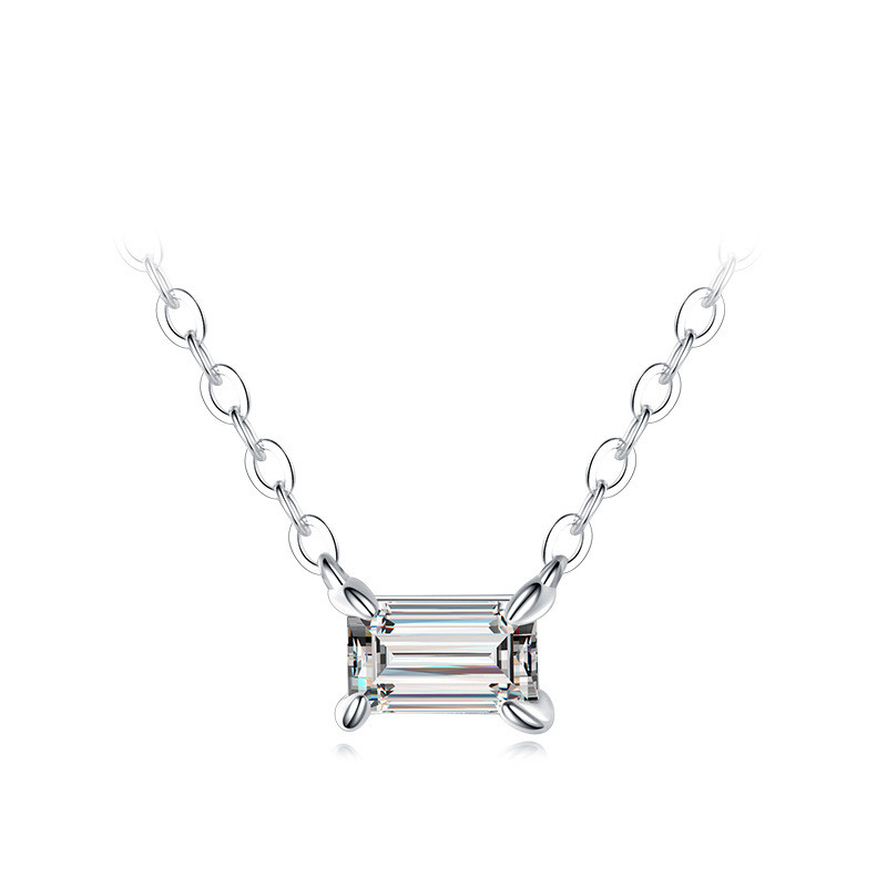 S925 Sterling Silver Elegant Cuboidal Zircon Necklace