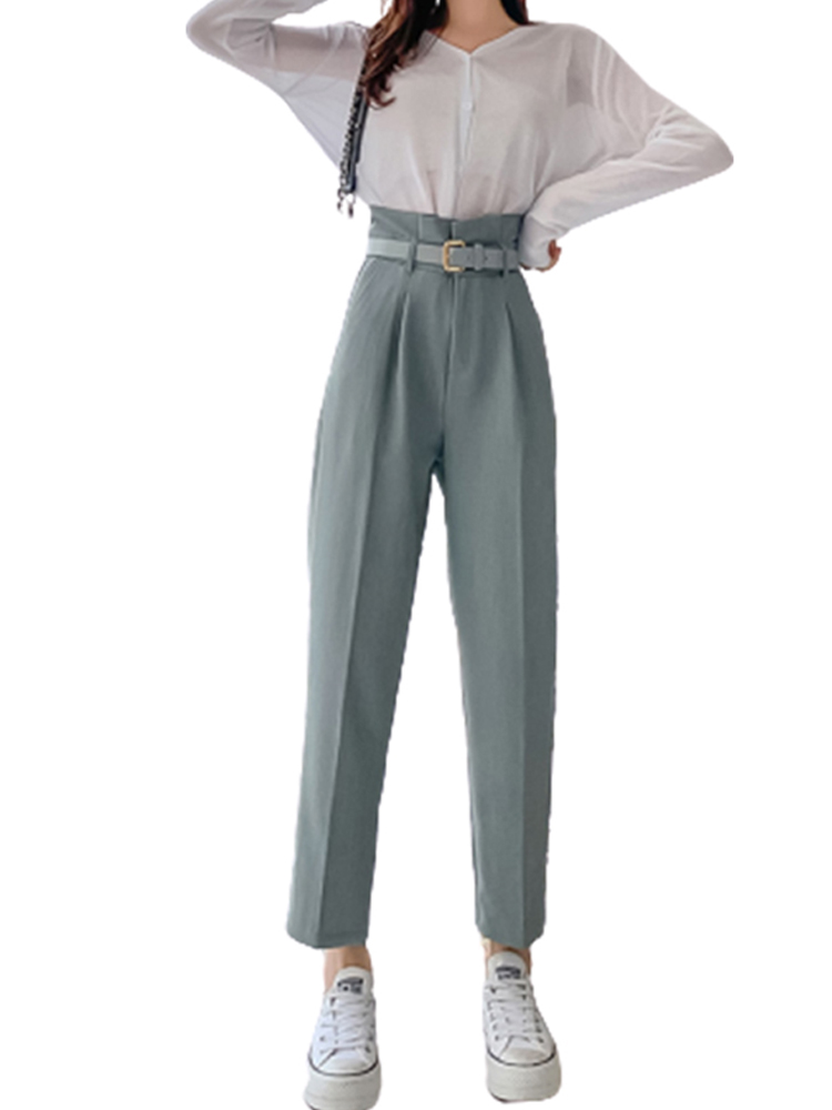 Title 5, High-Waist Straight-Leg Suit Trousers Casual Pants