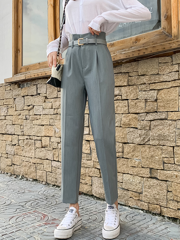 Title 2, High-Waist Straight-Leg Suit Trousers Casual Pants