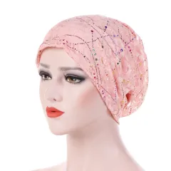 Thin Lace Breathable Baotou Hat Female Spring And Autumn Colourful Epoxy Casual Baotou Hat - Pink - View 1