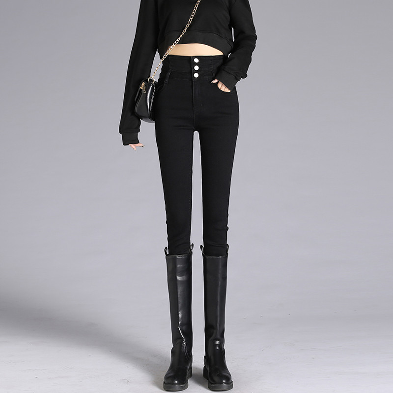 High-waisted Jeans Skinny Black Pencil Pants