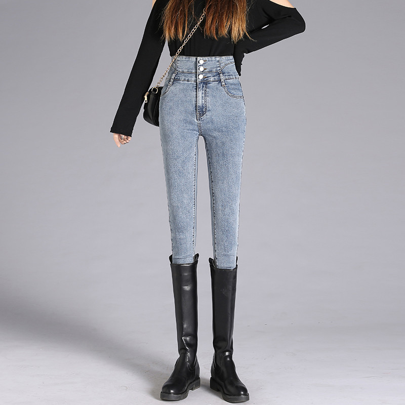 High waisted Jeans Skinny Black Pencil Pants Blue - Shop at LoveMi