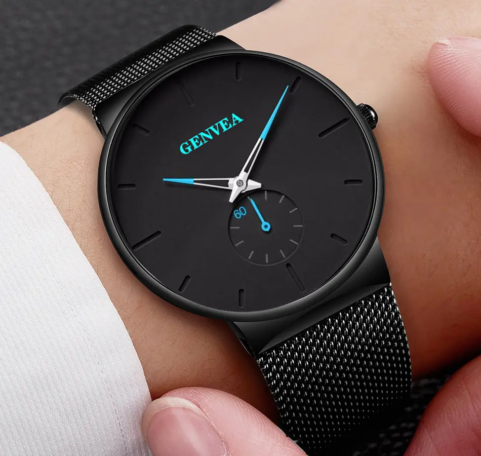 Fashion Casual Geneva Mens Watch Quartz Stainless Steel Brand