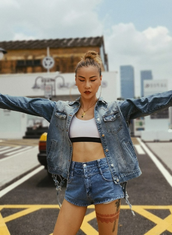 Back Mesh Denim Women'S Loose Casual Mid Length Fringed Jacket Blue - Shop at LoveMi