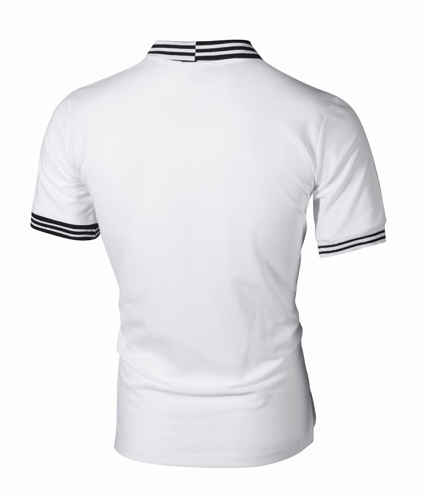 New Men's Simple Striped Color Matching Slim Casual Polo Fir