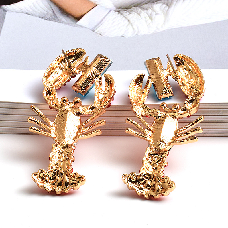 Fashion Lobster Diamond Metal Earrings