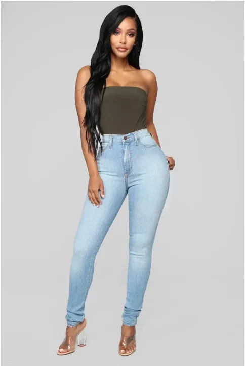 Stretch Jeans Women Cross Border High Waisted Trousers Blue - Shop at LoveMi