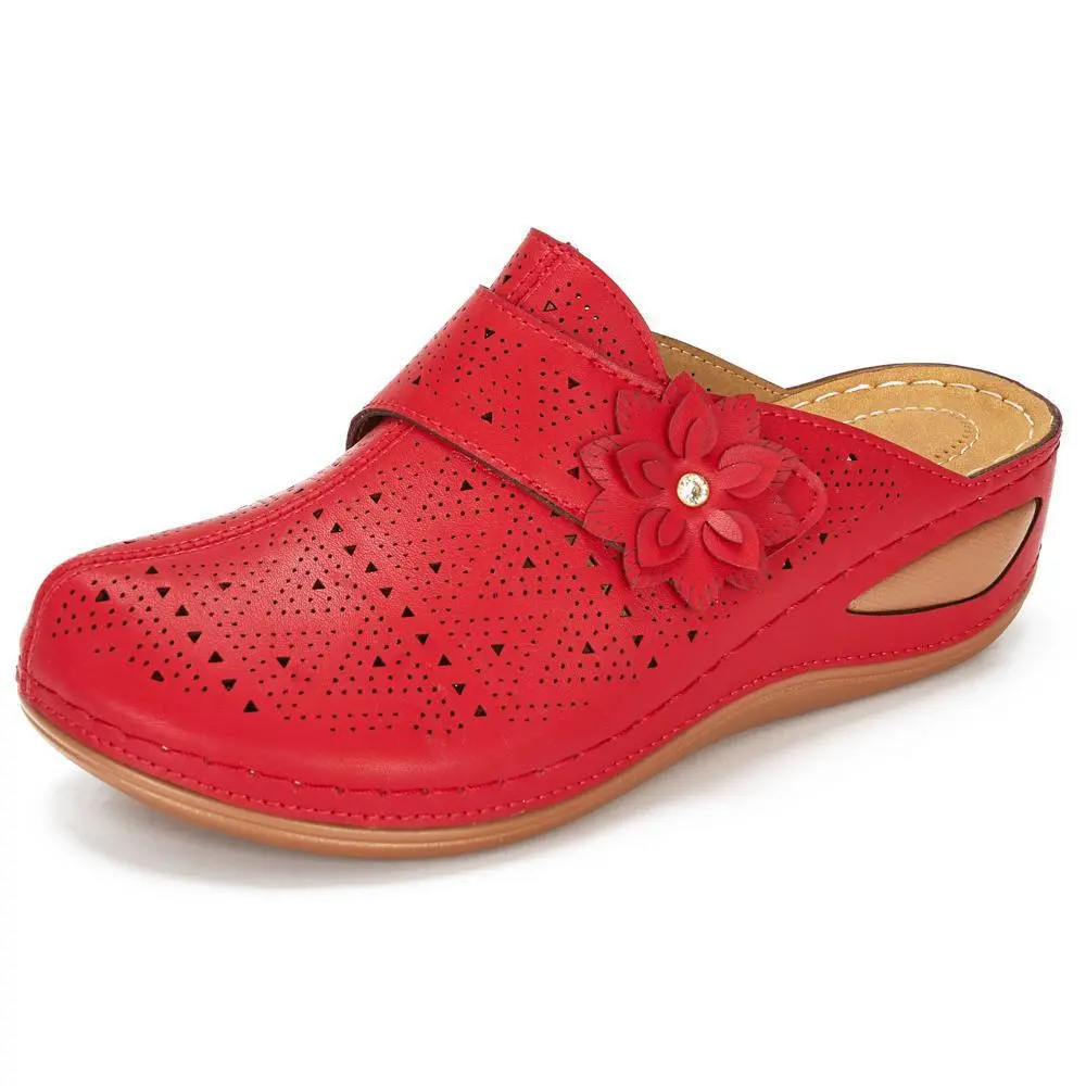 Flower Wedge With Women's Sandals Hollow Sandals Women - Red