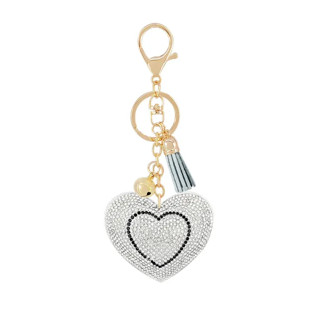 Keychain Christmas New Year Theme Children's Gift Christmas Tree Decoration Pendant Silver Love Heart - Shop at LoveMi