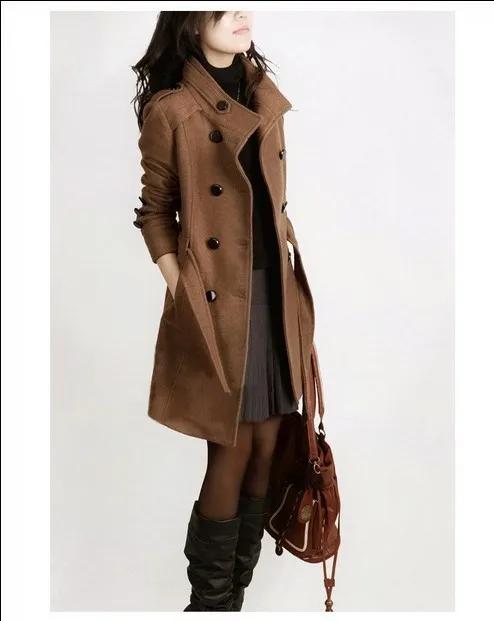 Winter Sale Women Long Jacket Wool Coat Coffee - Shop at LoveMi