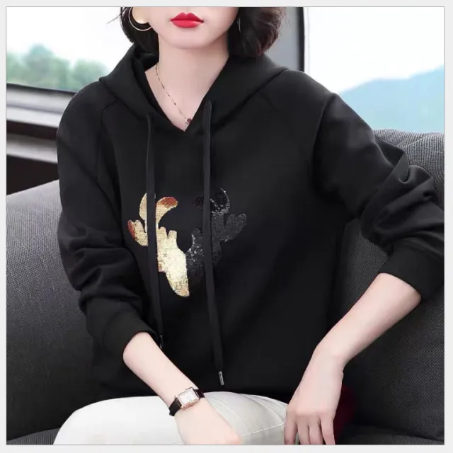 Hooded Sweater Women's New Loose And Thin Sweater Black - Shop at LoveMi