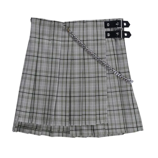 High Waist Plaid College Style Pleated Skirt Green - Shop at LoveMi