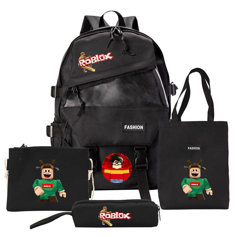 Four-piece Backpack Men And Women Student Pencil Bag Canvas Bag