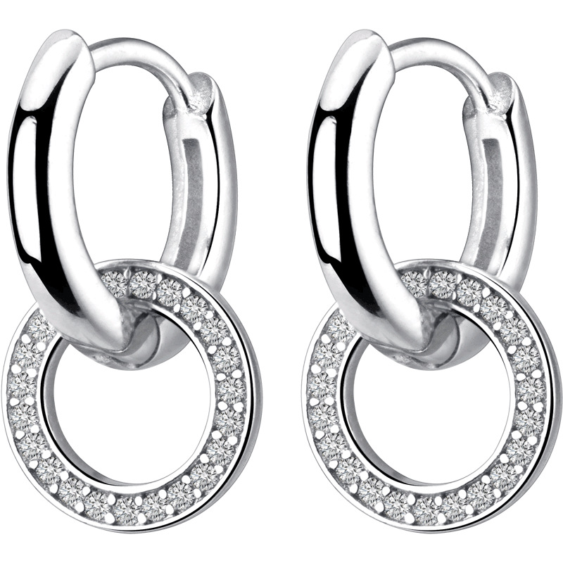 Tremella Studs Female Korean Style Simple Diamond Ring Interlocking Ear Buckle