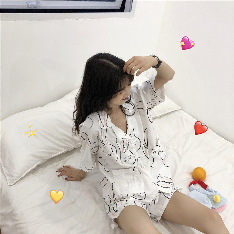 Title 2, Pajama Sets Women New Korean Chic Print Sweet S...