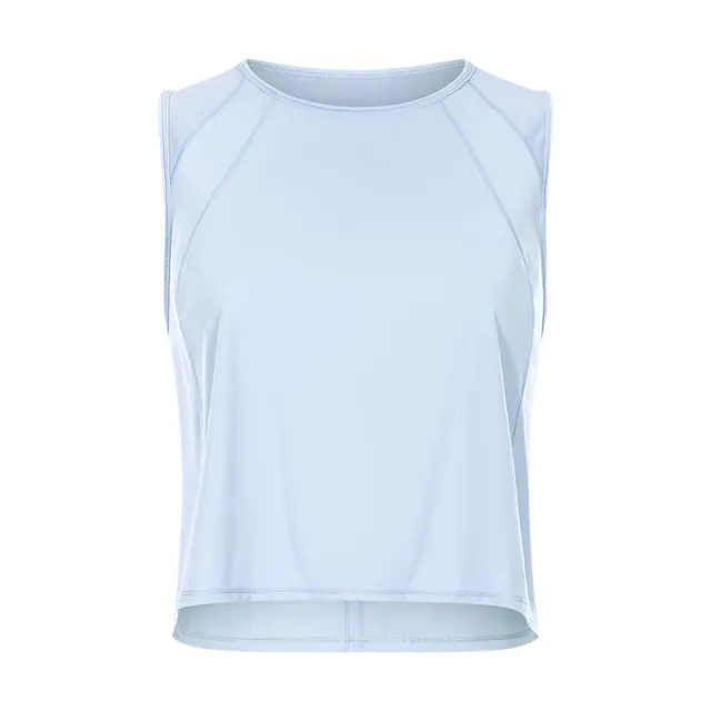 Hollow Beauty Back Yoga Wear Women, Breathable Mesh Lightweight Short Fitness Vest Women Light Blue - Shop at LoveMi