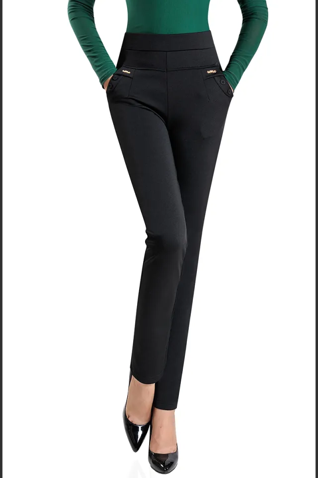Women's Trousers Elastic Waist Elastic High Waist Black - Shop at LoveMi