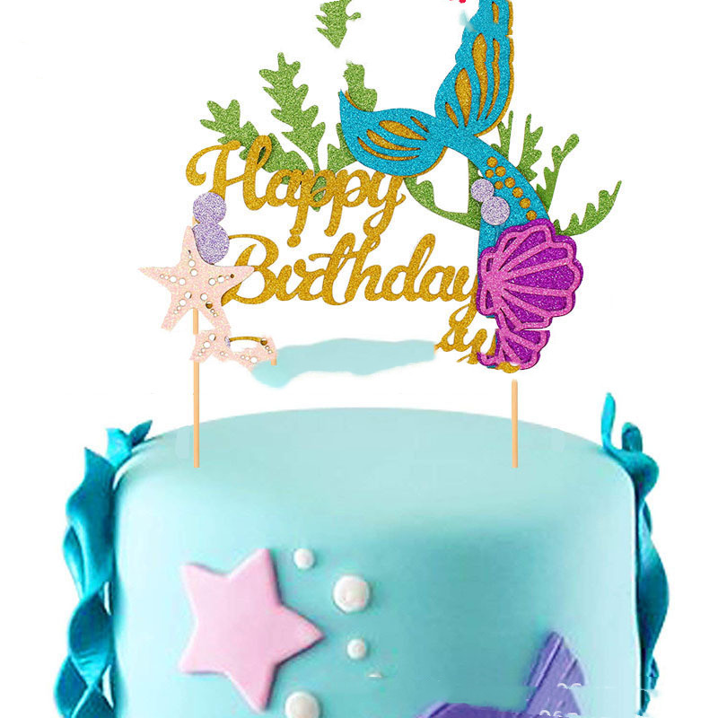 Title 4, Starfish Mermaid HAPPY BIRTHDAY EnglishCake Ins...