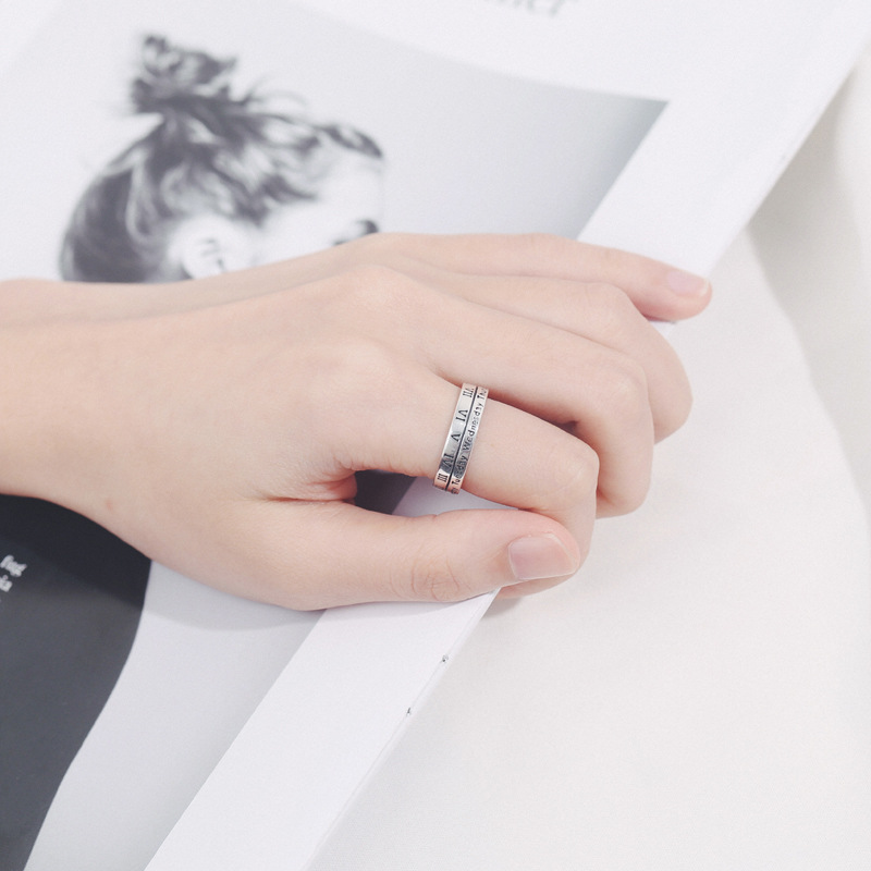 Old Antique Ring Vintage Thai Silver Roman Numeral Week Female Ring