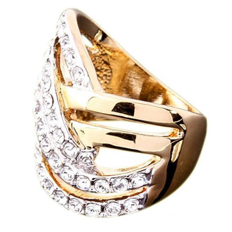 Luxury Ladies Water Drop Shape Ring Zircon Plated White Gold Diamond Party Ring