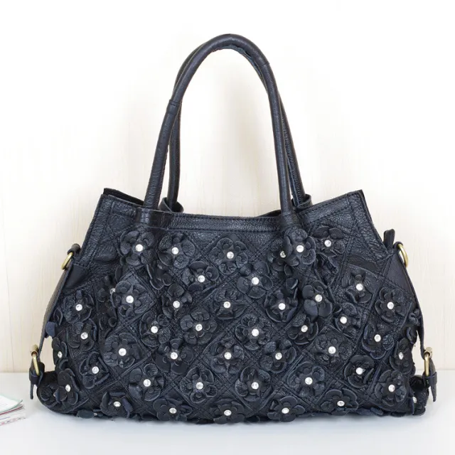 Color Matching Portable Messenger Leather Handbag Black - Shop at LoveMi