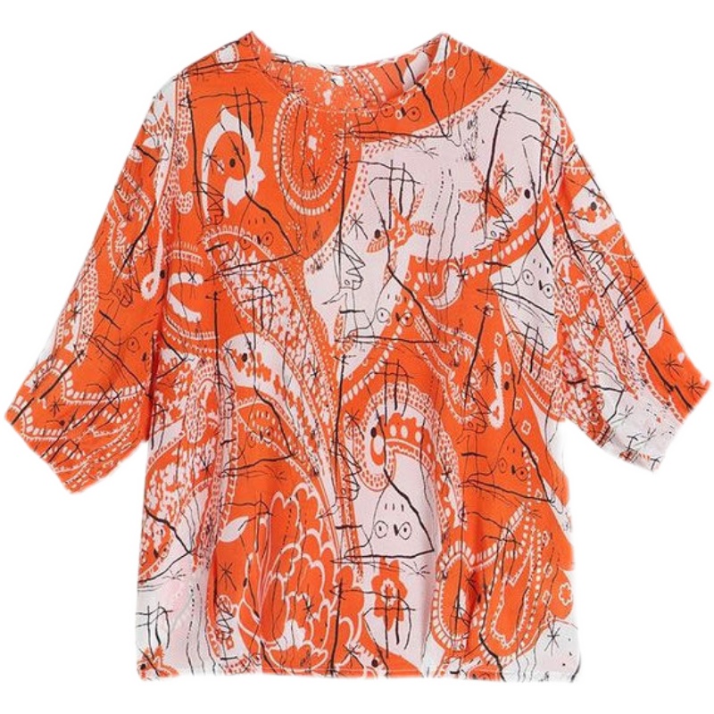 Short-Sleeved Chiffon Top With Fashionable Temperament Covering Belly And Reducing Age