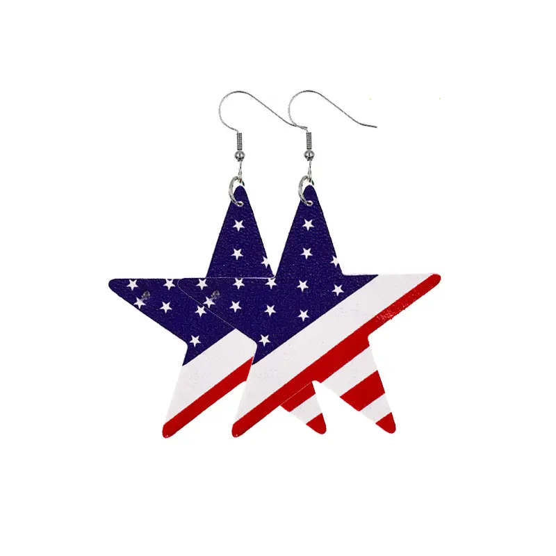 Independence Day Leather Earrings AliExpress Hot Flag
