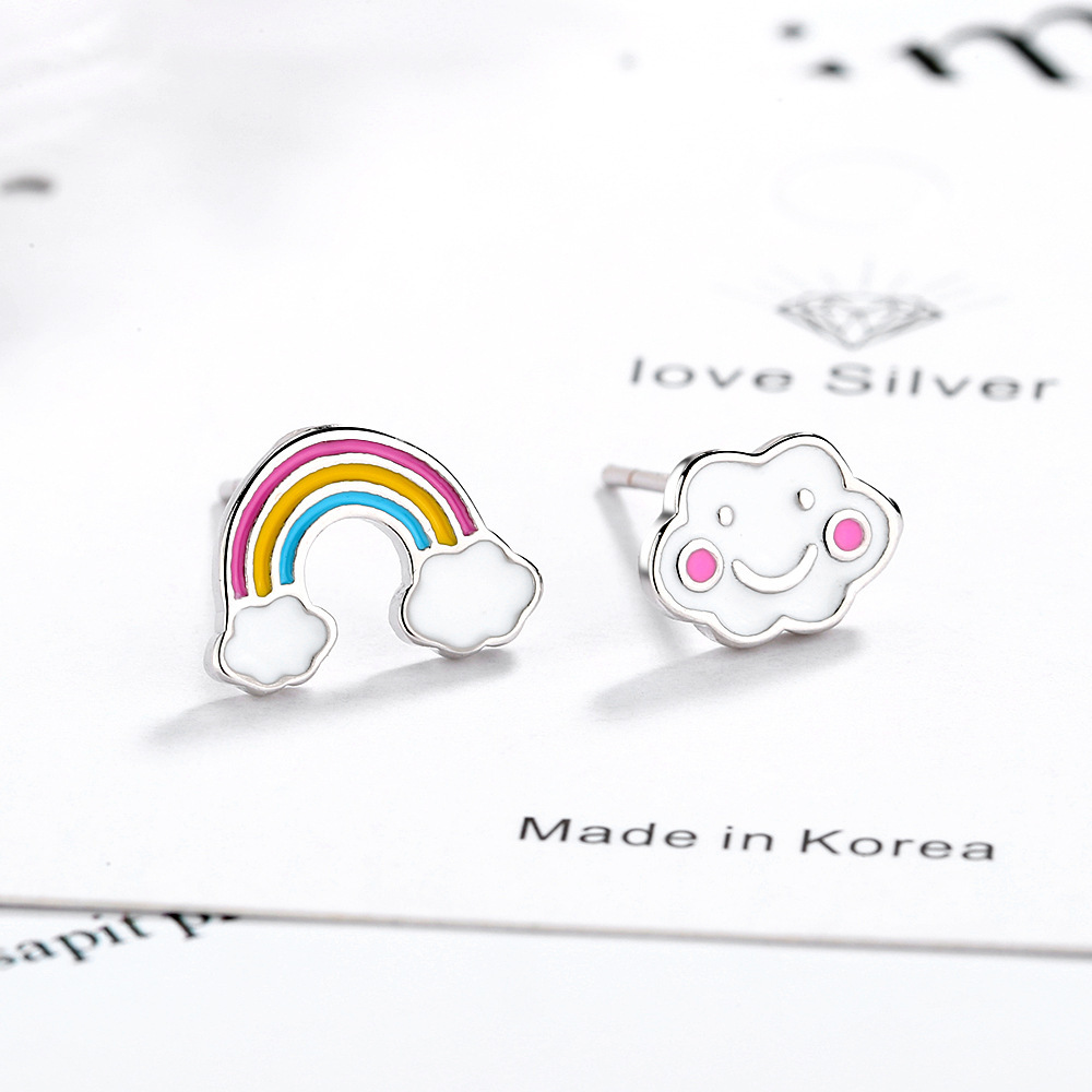 Niche Design Rainbow Cloud  And Cute Creative Earrings Female Small Simple High End Earrings