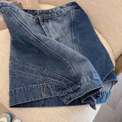 Irregular Design Denim Skirt Spring And Summer Skirt Women"S High Waist High A-Line Split Skirt Small - Sky Blue - View 1