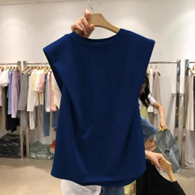 Cotton Sleeveless Top, Women''S Loose, Style, Versatile Jacket, Vest And Suspender Blue - Shop at LoveMi