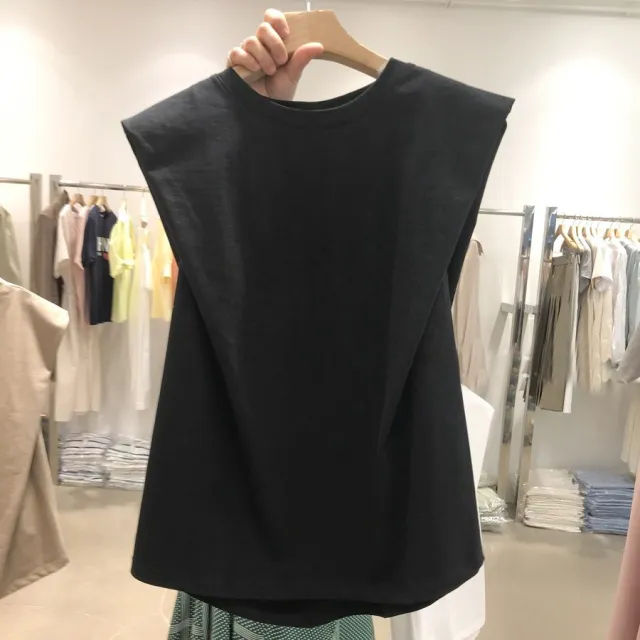 Cotton Sleeveless Top, Women''S Loose, Style, Versatile Jacket, Vest And Suspender Black - Shop at LoveMi
