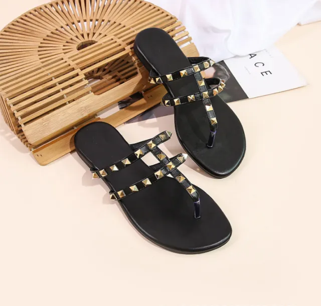 Rivet Soft Bottom Sandals And Slippers Rivet Soft Bottom Sandals And Slippers Black - Shop at LoveMi