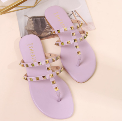 Rivet Soft Bottom Sandals And Slippers Rivet Soft Bottom Sandals And Slippers Purple - Shop at LoveMi