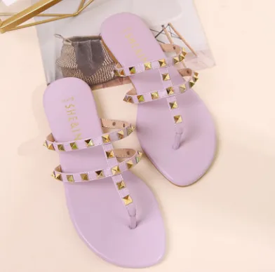 Rivet Soft Bottom Sandals And Slippers Rivet Soft Bottom Sandals And Slippers Purple - Shop at LoveMi
