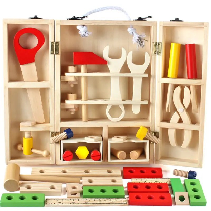 Children's Maintenance and Management of Wooden Toolbox Toys Simulation