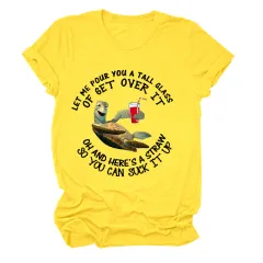 Let Me Pour You A Tall Glass Turtle Print Short Sleeve Round Neck Loose Bottoming T-Shirt Women - 5 Style - View 1
